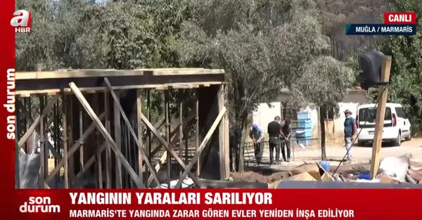 Devlet Marmaris'te yangının yaralarını sarıyor! Vatandaşların evleri yapılıyor - 1