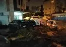 Maltepe'de şiddetli rüzgarda binanın çatısı uçtu: 5 otomobil zarar gördü | Video