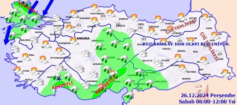 İstanbul’da karakış kapıya dayandı: Çok kuvvetli geliyor! Meteoroloji 26 Aralık hava durumu raporu 6