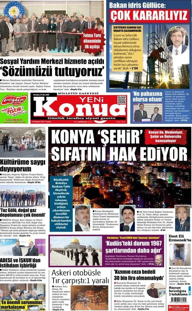 14/11/2014 - Anadolu gazeteleri manşetleri