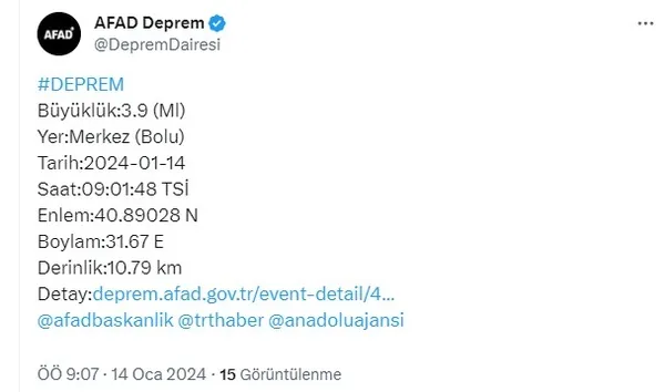 Bolu'da deprem | 2024 son depremler listesi... - 1