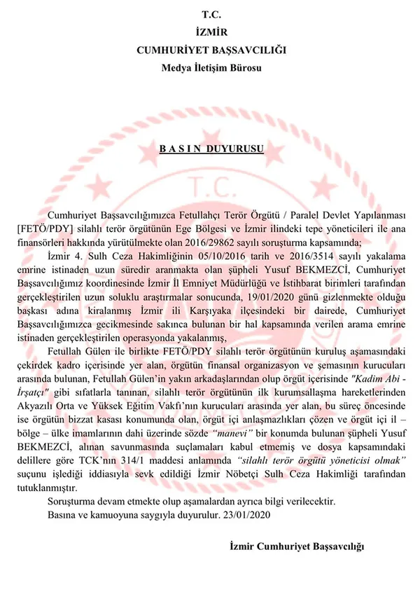 Son dakika: FETÖ’cü Yusuf Bekmezci tutuklandı