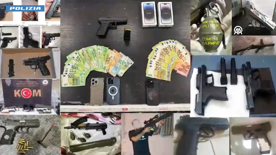 İtalya’da uluslararası organize suç örgütüne yönelik operasyon! İşte operasyonda ele geçirilen para ve silahlar