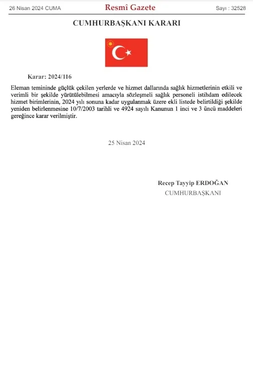 36 bin sözleşmeli sağlık personeline istihdam! Resmi Gazete’de yayımlandı