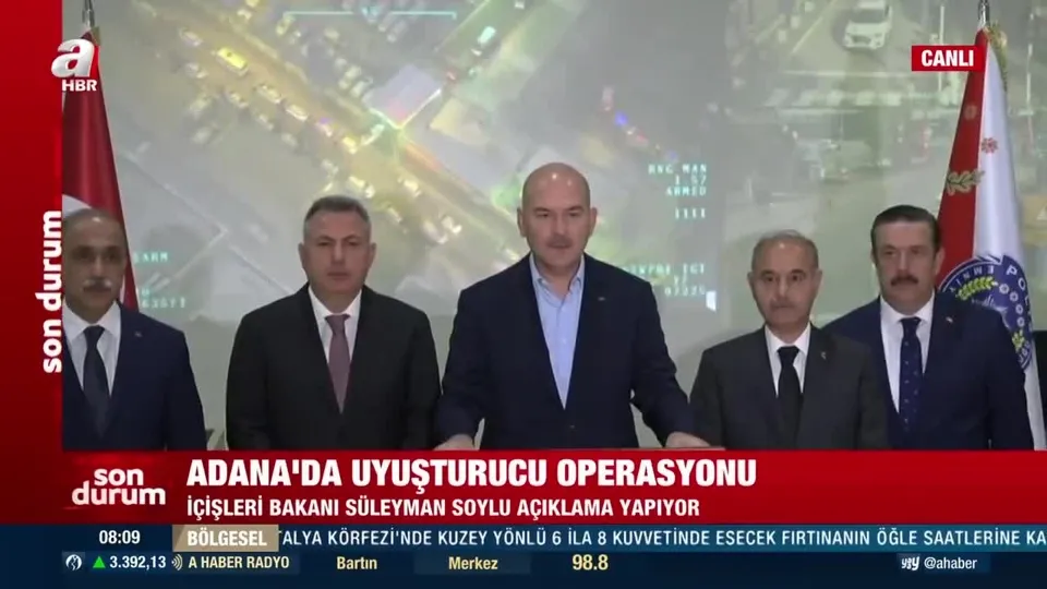 Adana merkezli uyuşturucu operasyonu! İçişleri Bakanı Süleyman Soylu canlı yayında duyurdu