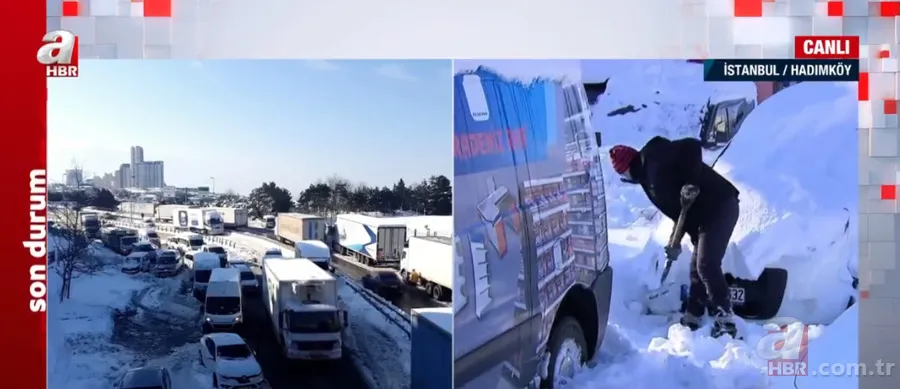 İstanbul'da sürücülerin kar çilesi sürüyor: Hadımköy'deki trafik yoğunluğu havadan görüntülendi! Kilometrelerce araç kuyruğu oluştu 10