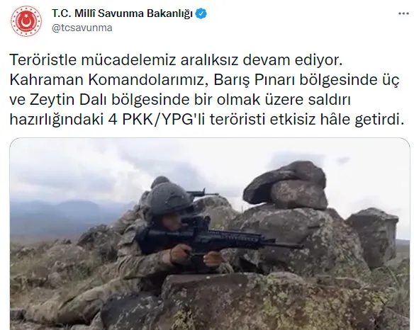 Son dakika: Mehmetçik terörle mücadeleye devam ediyor! 4 terörist etkisiz hale getirildi - 1