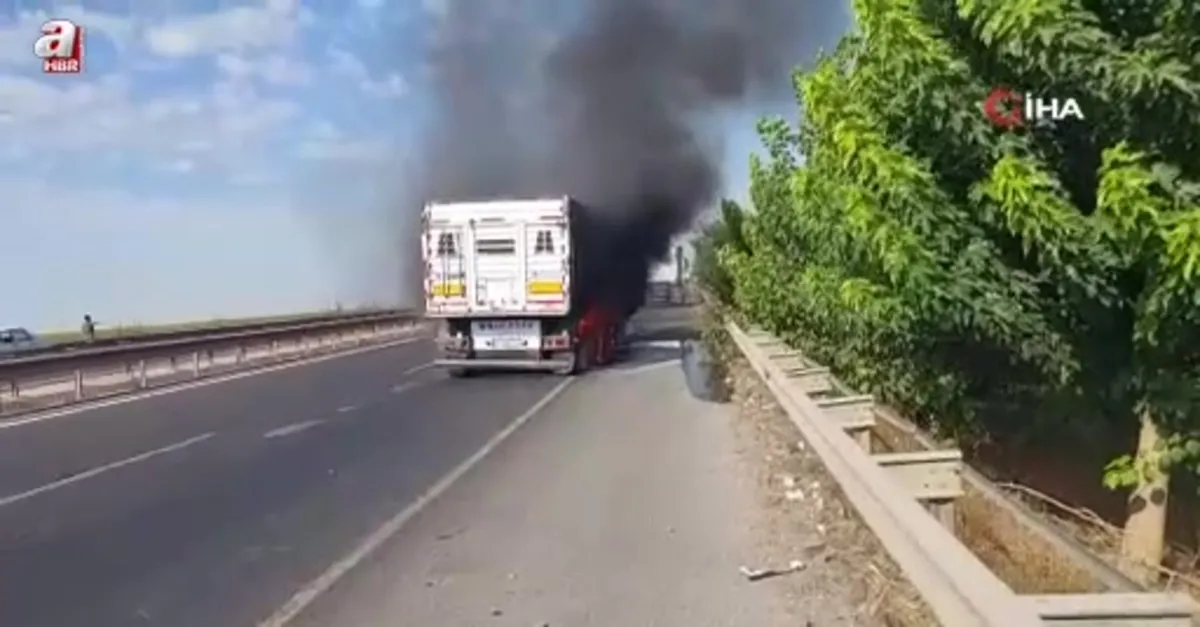 Şanlıurfa'da seyir halindeki tır alev aldı