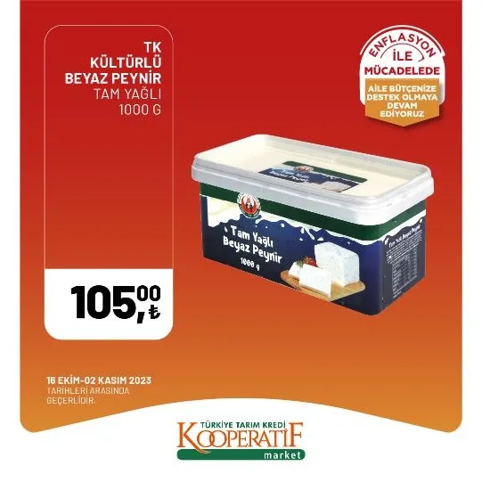 Tarım Kredi Market 30 Ekim indirim kataloğu! Kuru Soğan 5,90 TL, Salatalık 9,75 TL, Limon 10,90 TL, Yerli muz 28,90 TL, Mandalina 12,50 TL satışta…