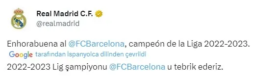 La Liga şampiyonu Barcelona! Real Madrid'den tebrik mesajı 7