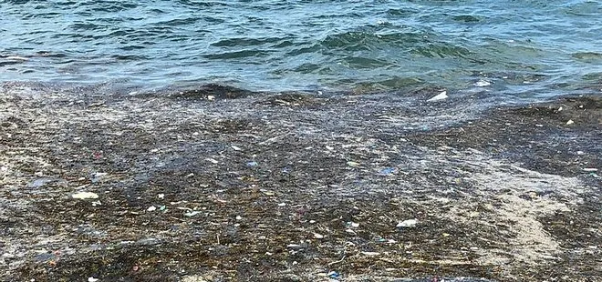 Caddebostan Sahili’nde iç burkan görüntü! Denizde çöp yığınları oluştu