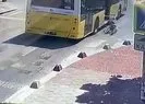 Kapısı açık giden otobüsten böyle düştü