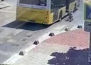 Kapısı açık giden otobüsten böyle düştü
