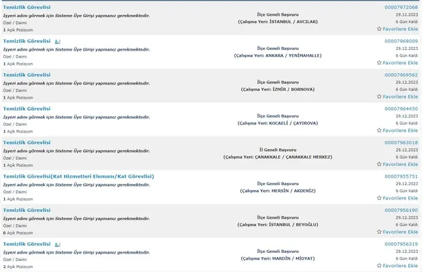 İŞKUR yılın son alımlarını paylaşıyor! İlkokul mezunu 5.234 personel alımı başladı! İşte temizlik görevlisi şartları