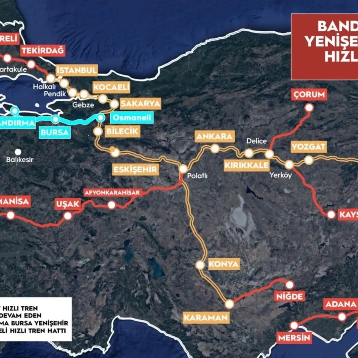 Bandırma–Bursa–Yenişehir–Osmaneli YHT’sinde Osmaneli–Bursa etabı bu yılın ikinci yarısında tamamlanması hedefleniyor; Bursa yüksek hızlı tren ağına bağlanacak