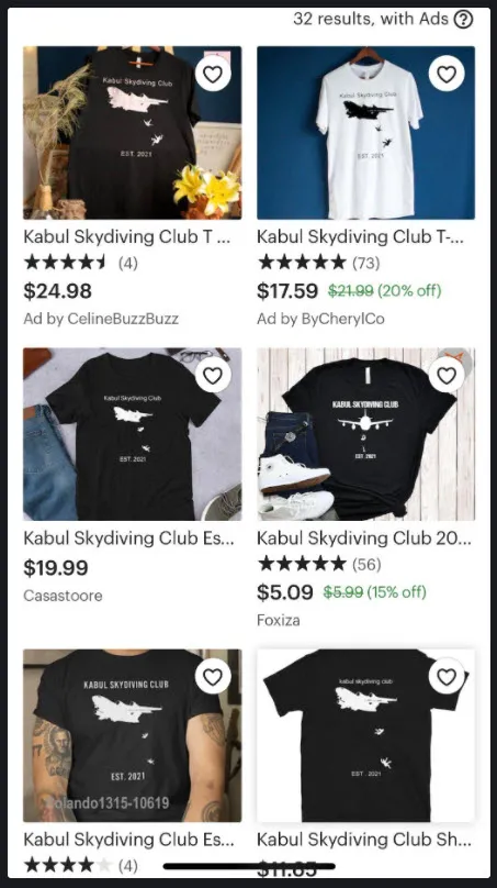 Skandal tişört! Uçaktan düşerek ölen Afganlarla dalga geçtiler: Kabil Paraşütle Atlama Kulübü