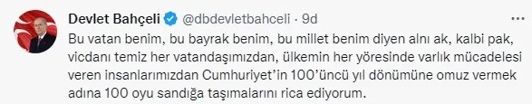 MHP Genel Başkanı Devlet Bahçeli’den flaş seçim açıklaması: Aziz milletim sıra sende