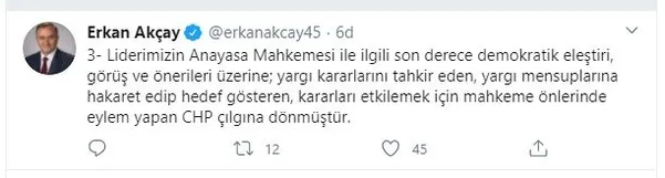 MHP’li Erkan Akçay: CHP Grup Başkanvekili Özgür Özel, terör destekçilerine sahip çıkıyor