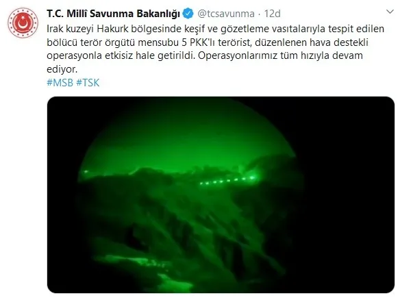 Son dakika: Milli Savunma Bakanlığı duyurdu: Hakurk bölgesinde 5 terörist etkisiz hale getirildi