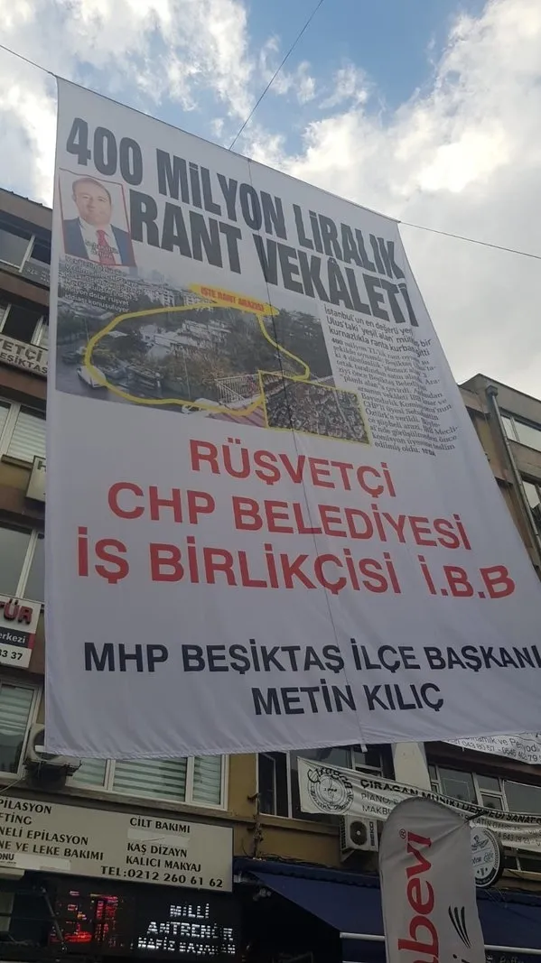 CHP'li Beşiktaş Belediyesi'nden 400 milyonluk rant vurgunu! İBB ekipleri pankarta müdahale etti - 1