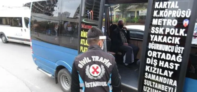 Kartal’da fazla yolcu taşıyan minibüsler cezadan kaçamadı