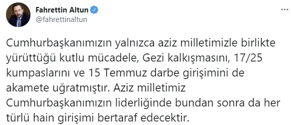 Son dakika: İletişim Başkanı Fahrettin Altun’dan 7 Şubat MİT Krizi mesajı