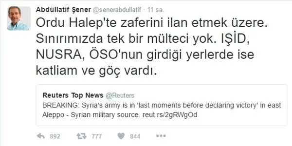 Abdüllatif Şener de Halep'teki katliamı zafer diye kutladı! - 1