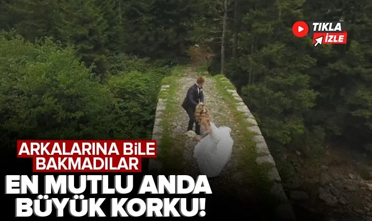 Fotoğraf çekimi yaptırmak isteyen gelin ve damadı çoban köpeği kovaladı