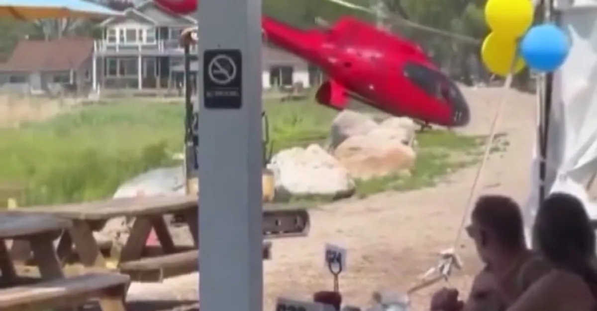 Eurocopter EC-130 tipi helikopter böyle yan yattı
