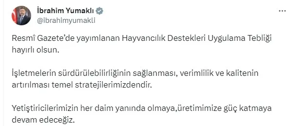 Çiftçilere mazot ve gübre desteği Resmi Gazete’de! Bakan İbrahim Yumaklı: Üretimimize güç katmaya devam edeceğiz