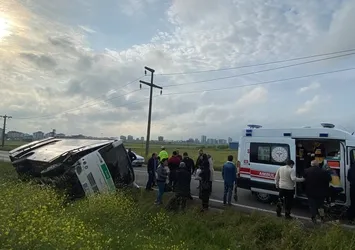 Tekirdağ'da feci kaza! İşçi servisi şarampole yuvarlandı: 6 yaralı