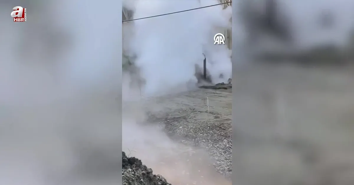Aydın Germencik'te jeotermal tesise ait sıcak su boru hattı patladı