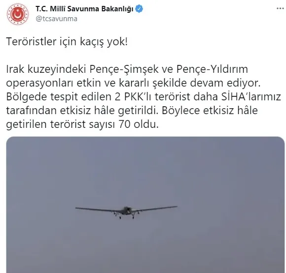 Son dakika: Milli Savunma Bakanlığı'ndan Pençe-Şimşek ve Pençe-Yıldırım açıklaması! 70 terörist öldürüldü - 1