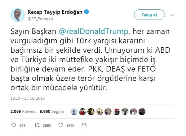 Başkan Erdoğan'dan Trump'a cevap - 1