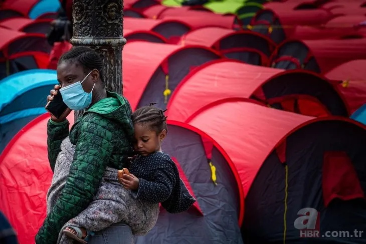 Paris’te şaşkına çeviren görüntü! Düzensiz göçmenler çadır kurdu