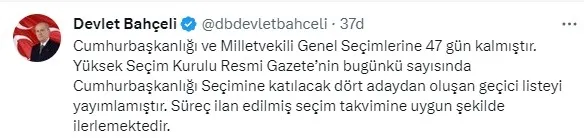 MHP Genel Başkanı Devlet Bahçeli’den seçim ve ortak liste açıklaması