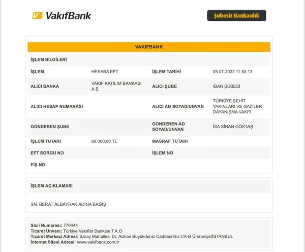 Son dakika: Hazine ve Maliye eski Bakanı Berat Albayrak CHP’den tahsil edilen tazminat parasını bağışladı!