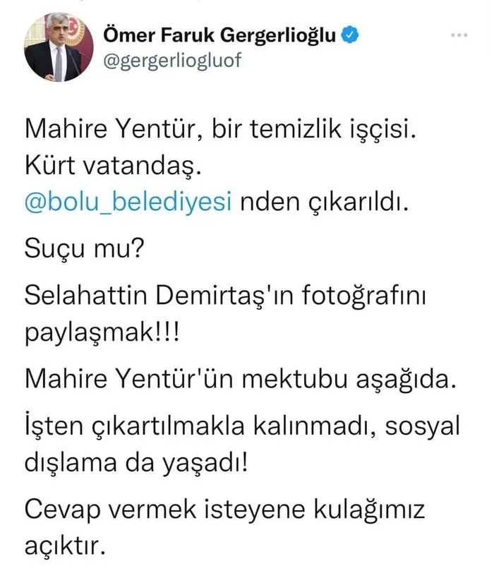 Bolu Belediyesi’nde Demirtaş fotoğrafı paylaşan işçi kovuldu! HDP’li Ömer Faruk Gergerlioğlu ile CHP’li Tanju Özcan birbirine girdi