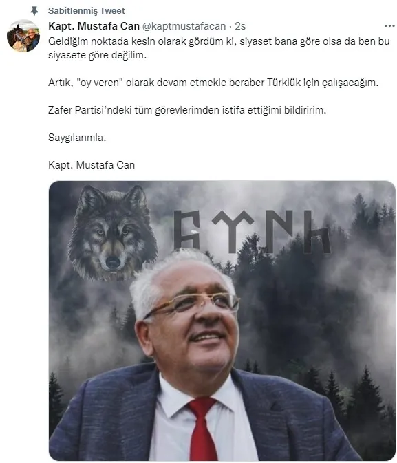 Zafer Partisi İstanbul İl Başkanı Mustafa Can görevinden istifa etti - 1