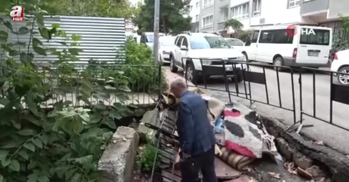 İstinat duvarı ve kaldırım çöktü