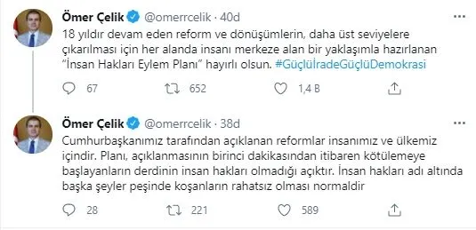 AK Parti Sözcüsü Ömer Çelik’ten İnsan Hakları Eylem Planı açıklaması: İnsan hakları adı altında başka şeyler peşinde koşanlar rahatsız