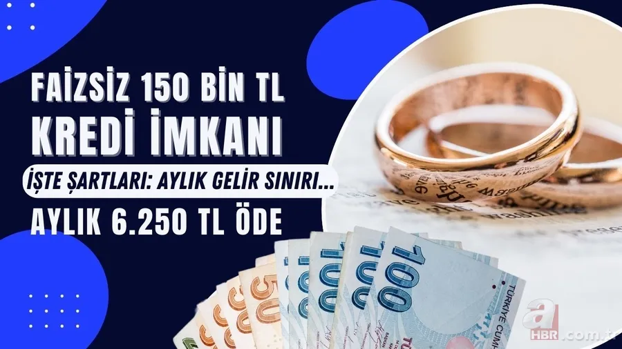 150 Bin TL Faizsiz Evlilik Kredisi Başvuru Ekranı: Şartları neler? Aylık Gelir sınırı, yaş, nikah tarihi... 6.250 TL taksitle öde 1