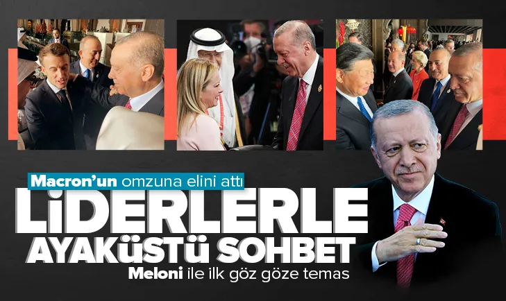 Başkan Erdoğan liderlerle ayaküstü sohbet etti