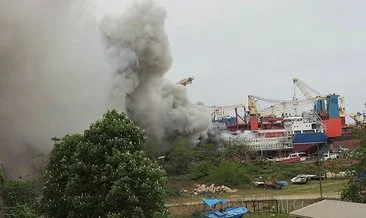 Ünye Limanı’nda panik! 3 saat boyunca yandı