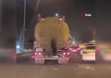 Tanker arkasında tehlikeli yolculuk