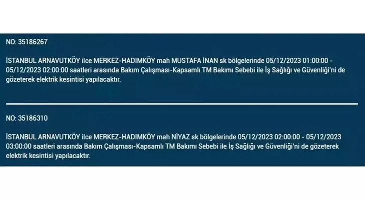 İstanbul’da birçok ilçede elektrik kesintisi! BEDAŞ saat verdi bölge bölge açıkladı | 05 Aralık 2023 Salı