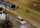 Çocukların tramvayla ölüm oyunu kamerada