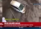 Kastamonuda arabasını kurtarmak isterken sele kapılan vatandaş kamerada