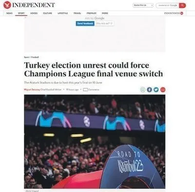 The Independent yazarından skandal İstanbul provokasyonu! Şampiyonlar Ligi finalinin şehri değişecek mi?