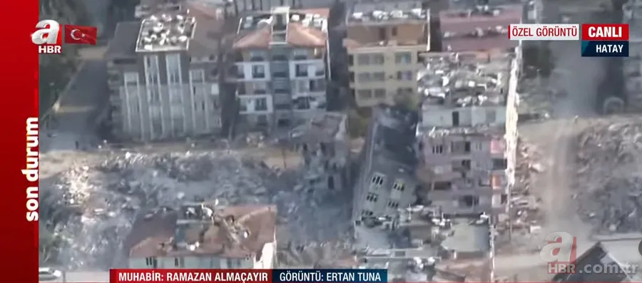 A Haber canlı yayında ekranlara taşıdı! İşte Hatay'daki büyük yıkımın havadan görüntüsü 12